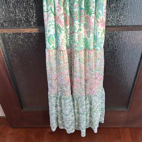 House Of Harlow 1960 x Revolve Tiered Ruffle Pastel Paisley Maxi Dress size med - Picture 13 of 14